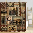 thumbnail image 5 of Cabin Shower Curtain, Rustic Cabin Lodge Fabric Bath Curtain, Bear Moose Farmhouse Lodge Wooden Board Cloth Shower Curtains Wild Animal Hunting Bathroom Accessories with Hooks, Tan Brown, 72X72in, 5 of 5
