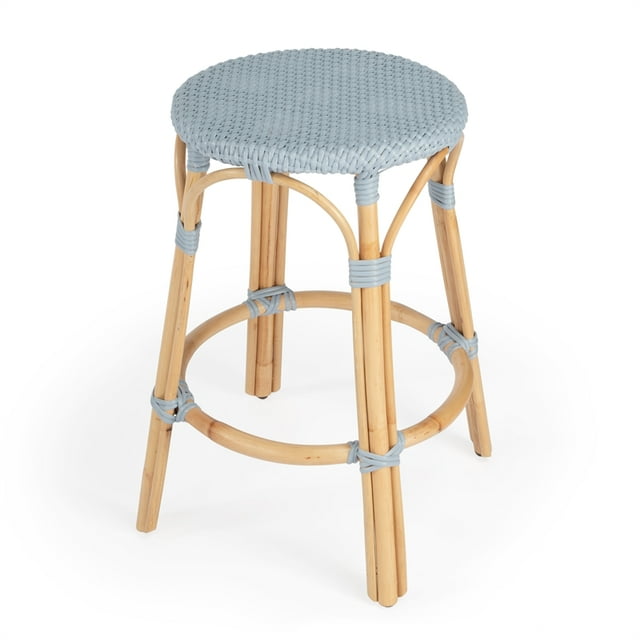 Butler Specialty Company Tabouret Rond en Rotin de 24 Po - Bleu Bébé