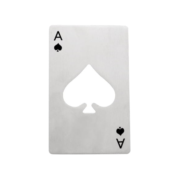 Playing Card Bottle Opener - Ace Of Spades Design, Silver Color, Compact Size (Approx 3.35X2.13X0.04 Inch) In Opp Bag - For Home Bar, Party, Kitchen, Gift Giving
