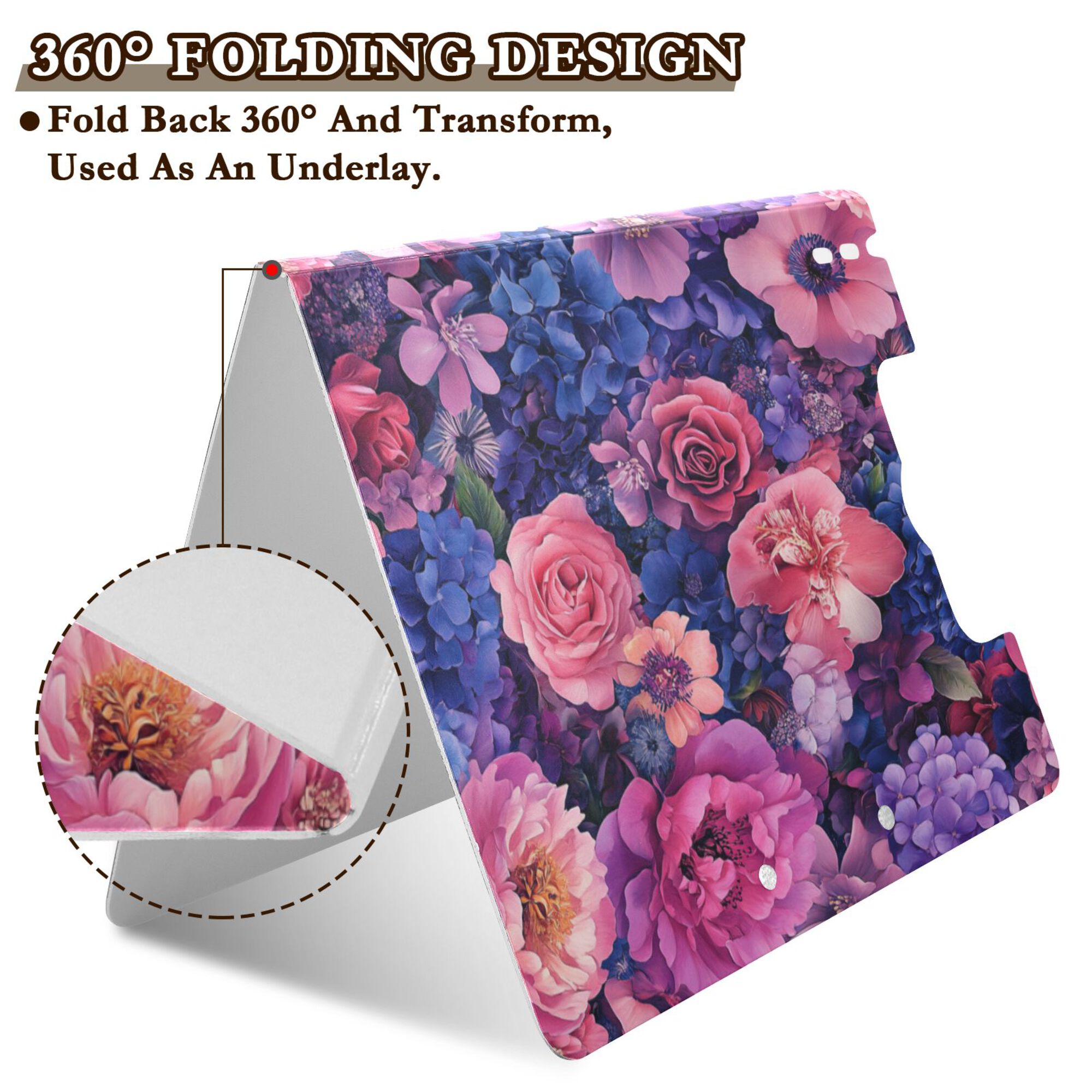 FORMRS A4 Clipboard Folder with Pen Holder Horizontal Foldable School Office Binder, Vibrant Art Flowers