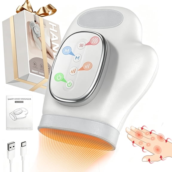 Hand Massager with Heat & Compression - Relieves Hand Fatigue & Soreness - Wrists & Fingers Massager for Stress & Pain Relief - Cordless Hand Massager for Arthritis & Carpal Tunnel - Ideal Gift