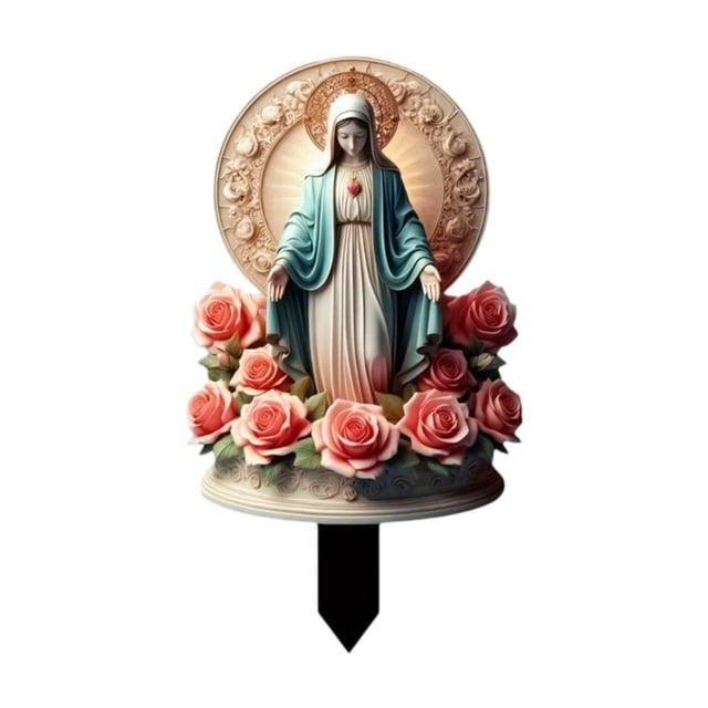 Estatua de la Santísima María, estacas decorativas para Navidad, suministros para festivales, figura decorativa de acrílico para paisaje, para patio,