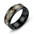 thumbnail image 2 of harmtty Men Ring Glossy Simple Jewelry Accessory Dragon Pattern Glowing Ring for Dating,Black & Gold, 2 of 8