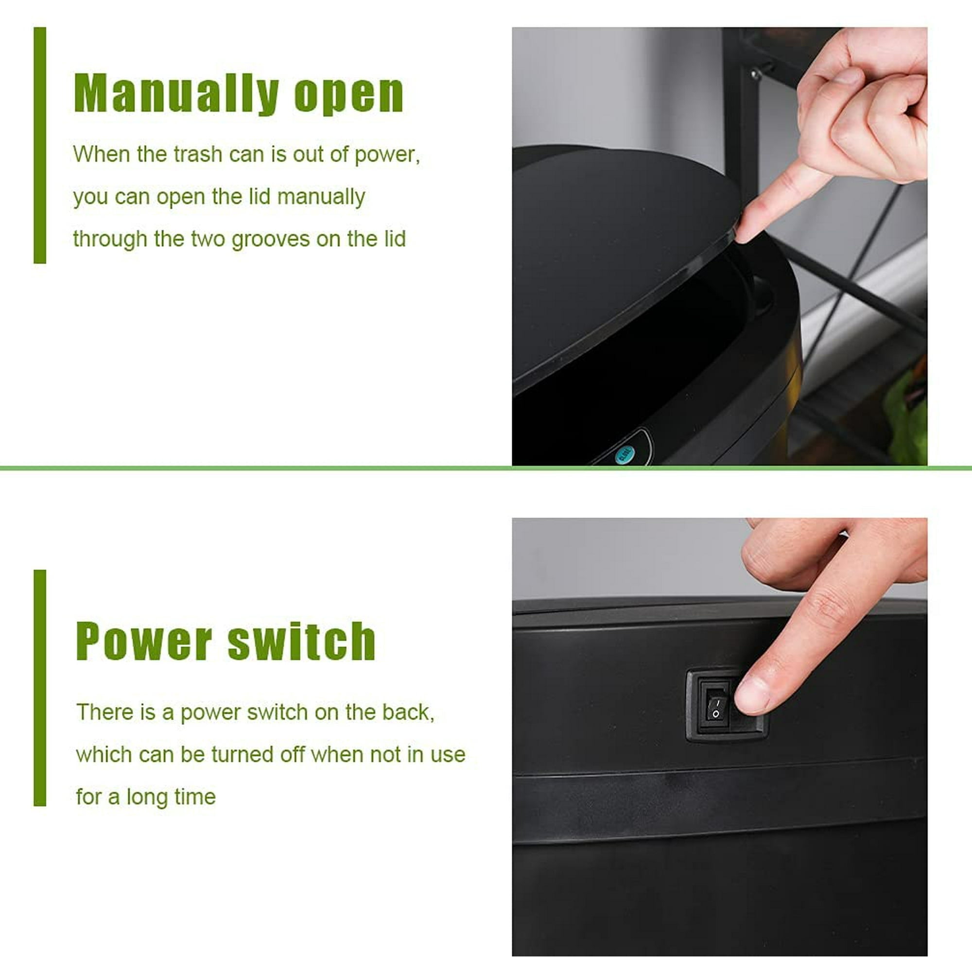 BestOffice 13 Gallon Stainless Steel Touchless Kitchen Trash Can with Motion Sensor for Indoor Use(Black)