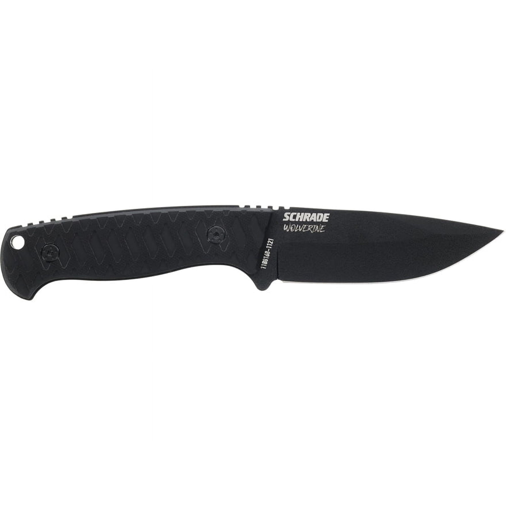 Schrade Wolverine Fixed Blade Knife 3.75 Drop Point AUS-10 Teflon Coat Blade G-10 Handle Black