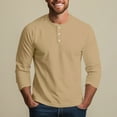 thumbnail image 5 of Lumtrix Mens Long Sleeve Henley Shirts Stretch Casual 3 Button Tee Baisc Plain Slim Fit Henley Lightweight Shirts Earthy Yellow L, 5 of 8