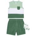 thumbnail image 1 of PL Baby Baby Boy Three Piece Top, Short & Socks Set, 1 of 4