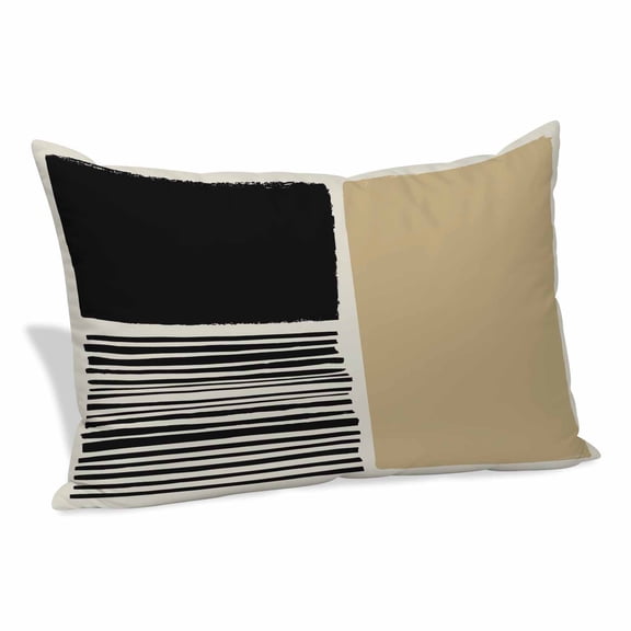 Beige Pillow Covers, Linen Long Throw Pillow Case, Modern Abstract Art Farmhouse Striped Holiday Pillow Protector Decorative Cushion Cover for Living Room/Bedroom 20" x 36"