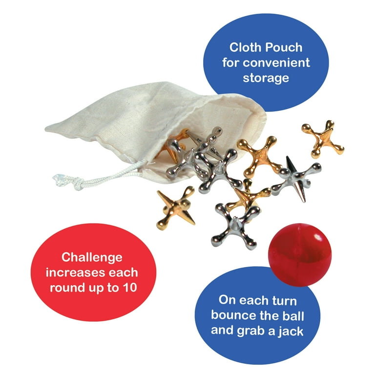 Classic Game of Jacks and Balls Set with Retro Jack Pouch Classic Game of Jacks and Balls Set with Retro Jack Pouch