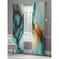 thumbnail image 4 of Abstract Water Ripple Art Sheer Curtains 84 Inches Long 2 Panels Teal Green Orange Marble Texture Light Filtering Semi Sheer Window Curtains Drapes for Bedroom Living Room 52"x84", 4 of 7