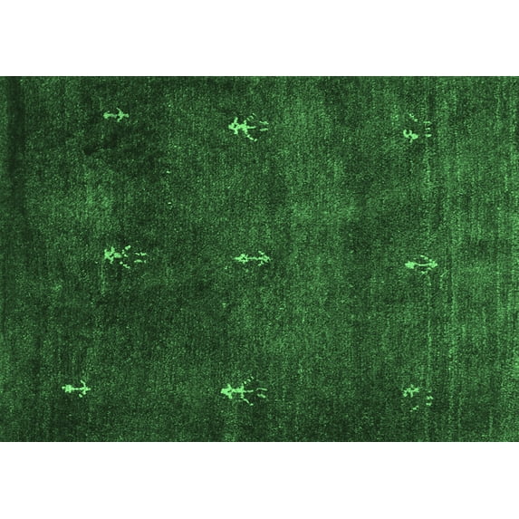 Ahgly Company Indoor Rectangle Abstract Emerald Green Contemporary Area Rugs, 5' x 8'