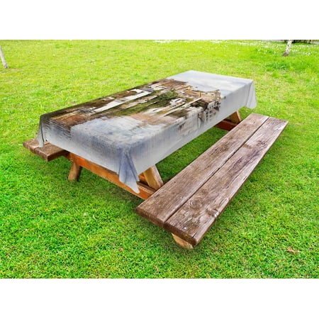 

Abstract Outdoor Tablecloth Bruges Canal View Classic Gothic Architecture Building Artsy Watercolor Paint Print Decorative Washable Fabric Picnic Tablecloth 58 X 120 Inches Multi by Ambesonne