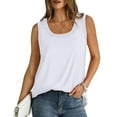 thumbnail image 4 of Yigetop Women Tank Tops Loose Fit, Women's Solid Color Round Neck Vest Summer Fashion Casual Top Woman Tank Top White 2XL, 4 of 7
