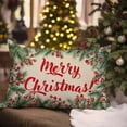 thumbnail image 2 of Merry Christmas Pillow Cover 12x20 Inch Red Berry Greenery Pine Leaves Outdoor Christmas Decorations Xmas Winter Holiday Lumbar Decorative Throw Pillow Case for Home Couch Living Room Decor, 2 of 6