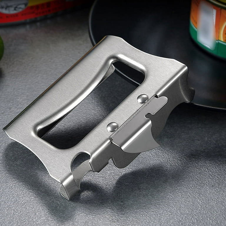 Multifunctional Manual Can Opener Beer Opener Side Cut Stainless Steel Canned Knife Safety Open Cans Kitchen Tool, Silver