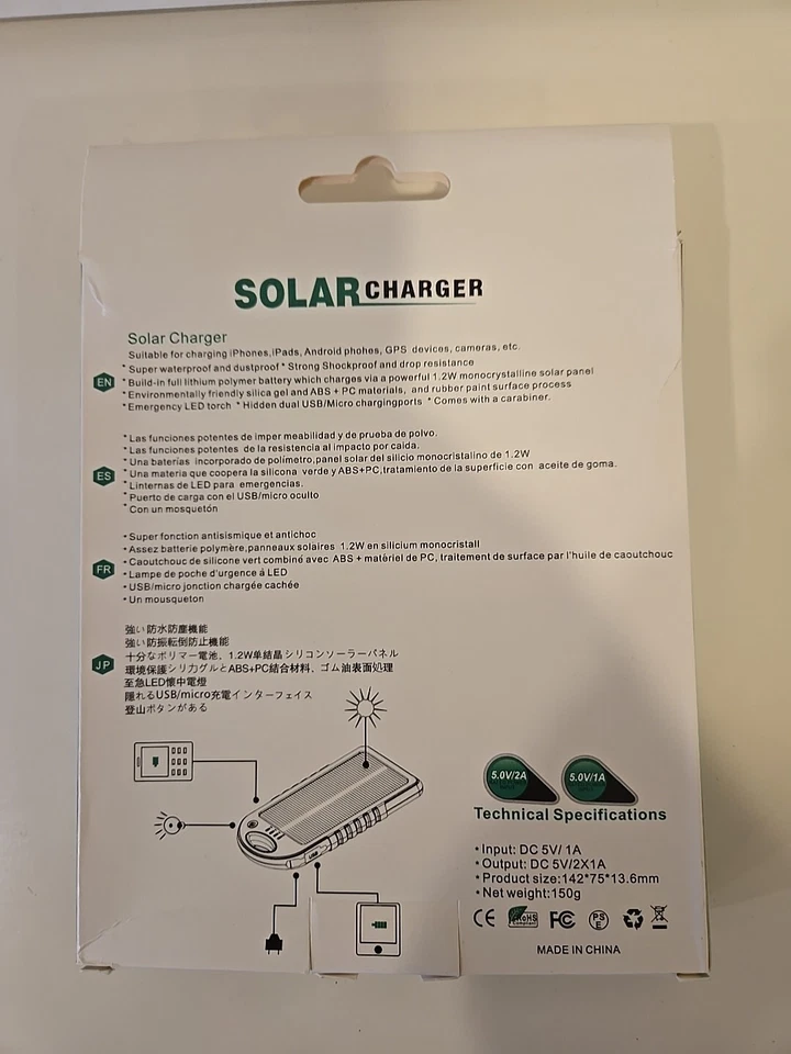 BUTTERFLY- Solar Power Bank Portable Charger 5000Mah External Battery
