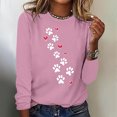 thumbnail image 2 of hxobax Cute Heart Paw Shirts for Women Fall Long Sleeve Top Casual Crewneck Pullover Tunic Tee Shirt, 2 of 5