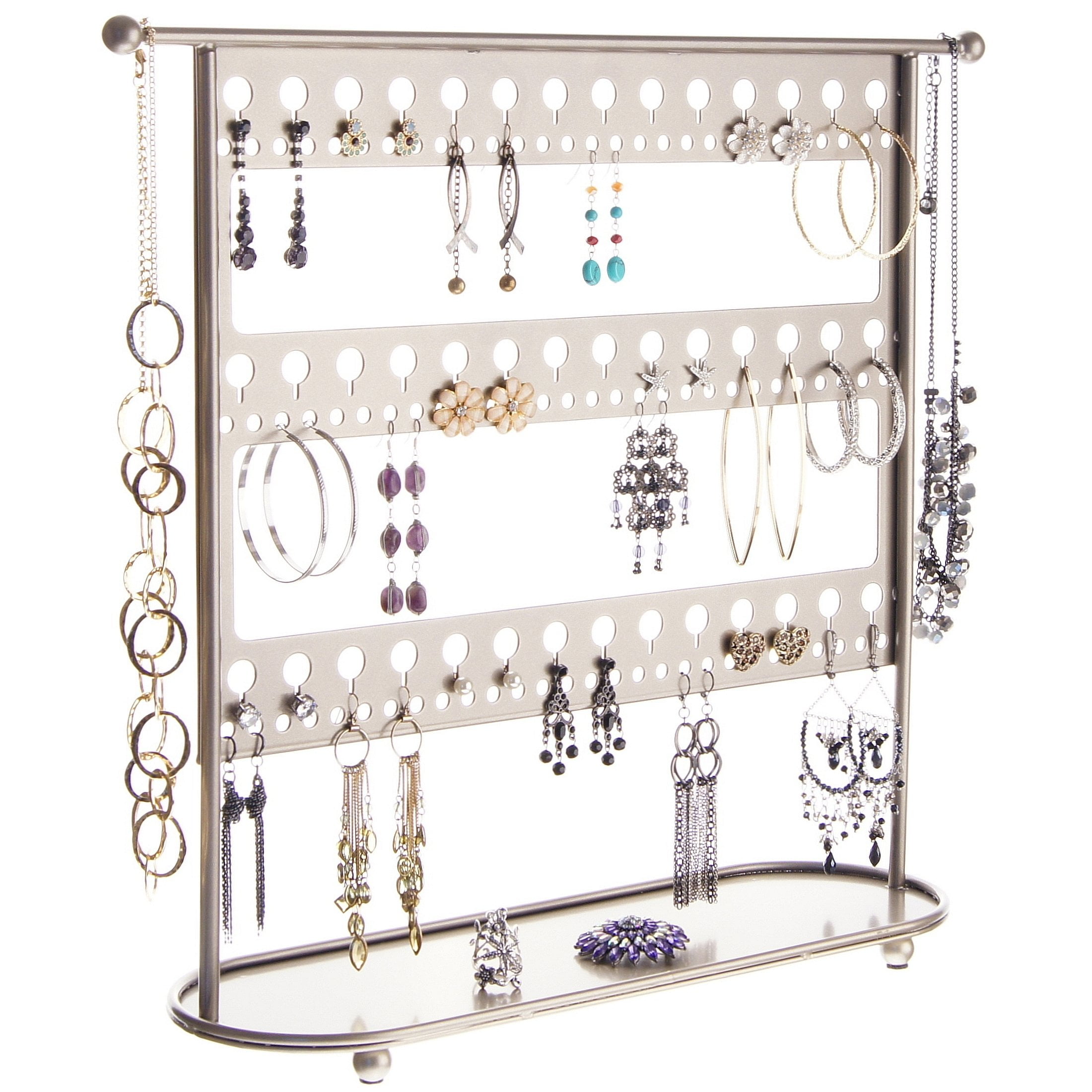 Angelynn's Large Long Earring Holder Stand Jewelry Tree Organizer Necklace Storage Rack with
