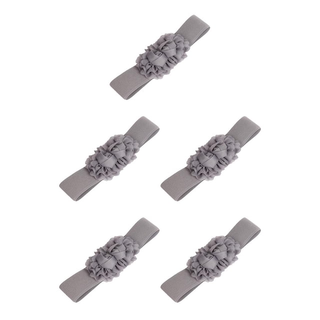 Sonducket Cinturón de mujer Accesorio de moda Elegante cintura ancha para mujer Color sólido Cinturones de niña en forma de rosa para decoración Gris gris claro 5piezas Sonducket CBP256713