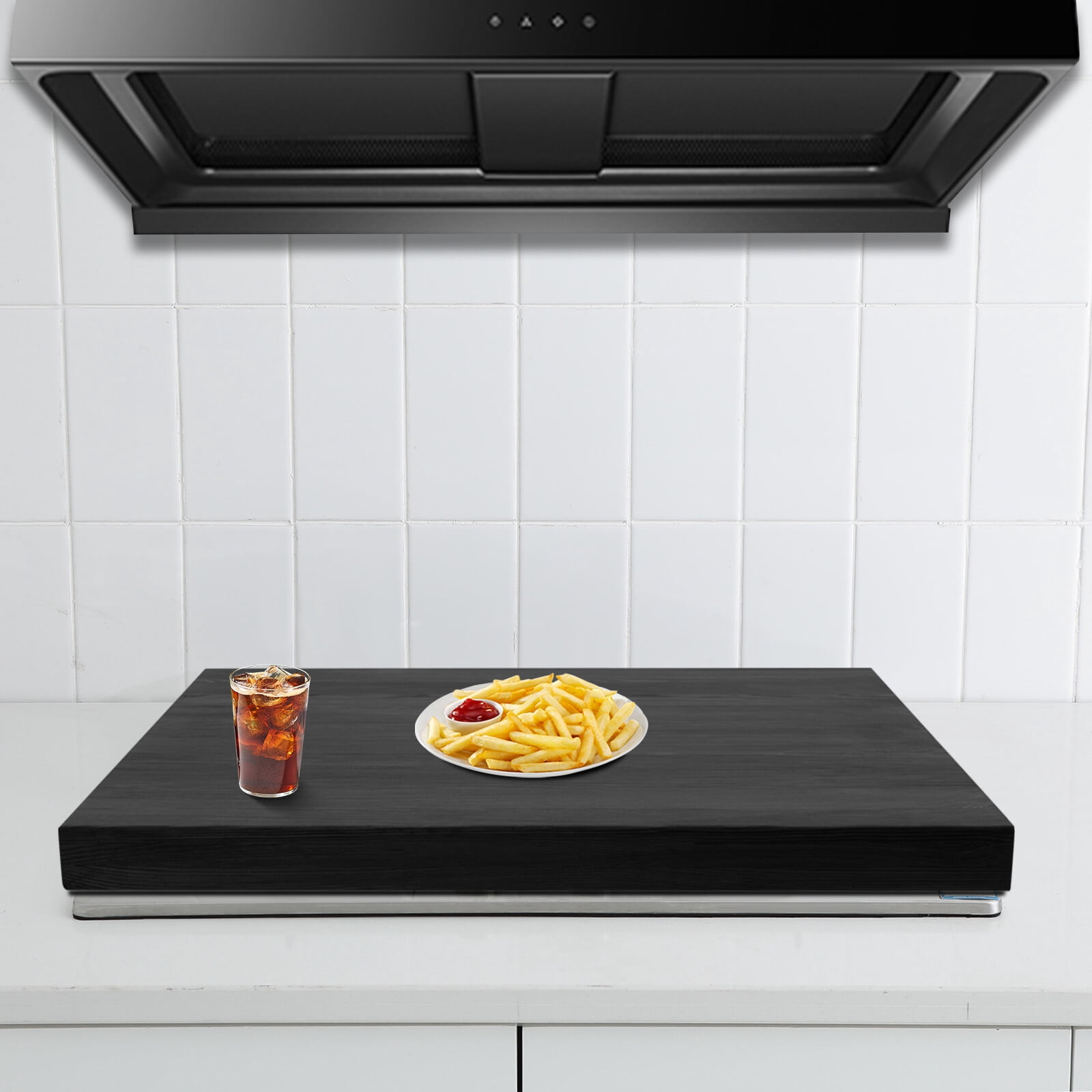 Kitchen Stove Cover, 28.5x21x2 Inch Black Noodle Board and Cutting Board, Stove Top Cover with Handles for Easy Moving