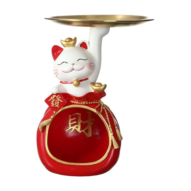 Estatua de gato, organizador de mesa, decoración, regalos, estatuilla de resina de estilo nórdico, bandeja de joyería, bandeja de almacenamiento para Estilo B Macarena Llavero de estatua