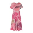 Spring Clearance Dresses for Women Bohemian Short Sleeve Dress Casual