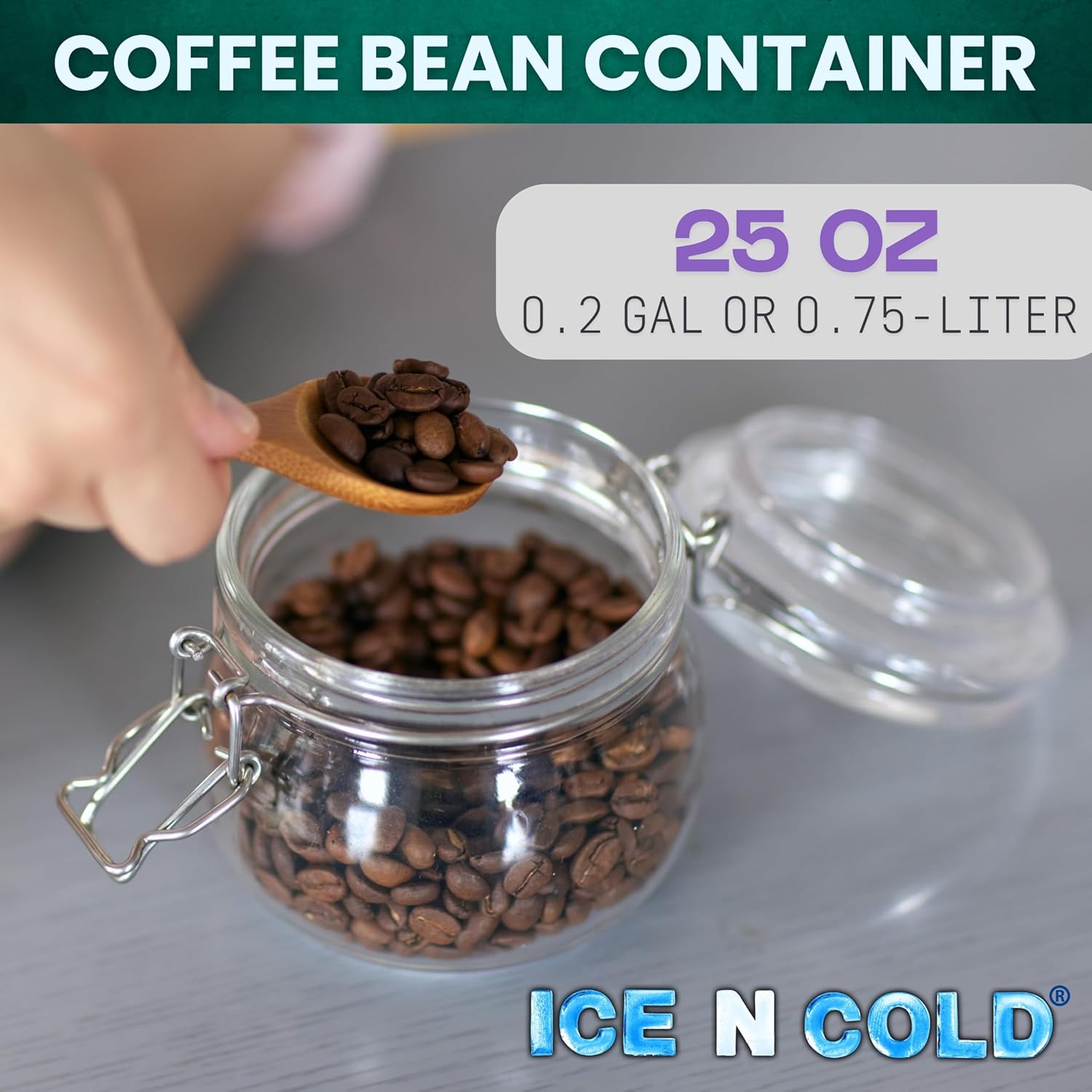 Airtight Glass Storage Jars with Clamp Lid – Food Storage Containers with Rubber Gasket Seal – Pantry & Kitchen Canisters for Dry Goods, Coffee, Sugar, Pasta – 0.4L to 2.2L Sizes (2, 25oz | 0.75L)