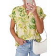 thumbnail image 3 of PRETTYGARDEN Womens Floral Print Short Sleeve Summer Tops Trendy V Neck Loose Boho Shirts Casual Work Blouses, 3 of 10