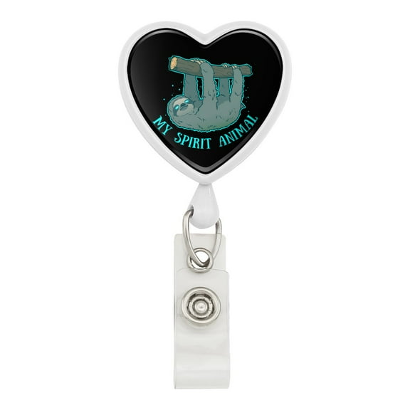 My Spirit Animal is a Sloth Heart Lanyard Retractable Reel Badge ID Card Holder