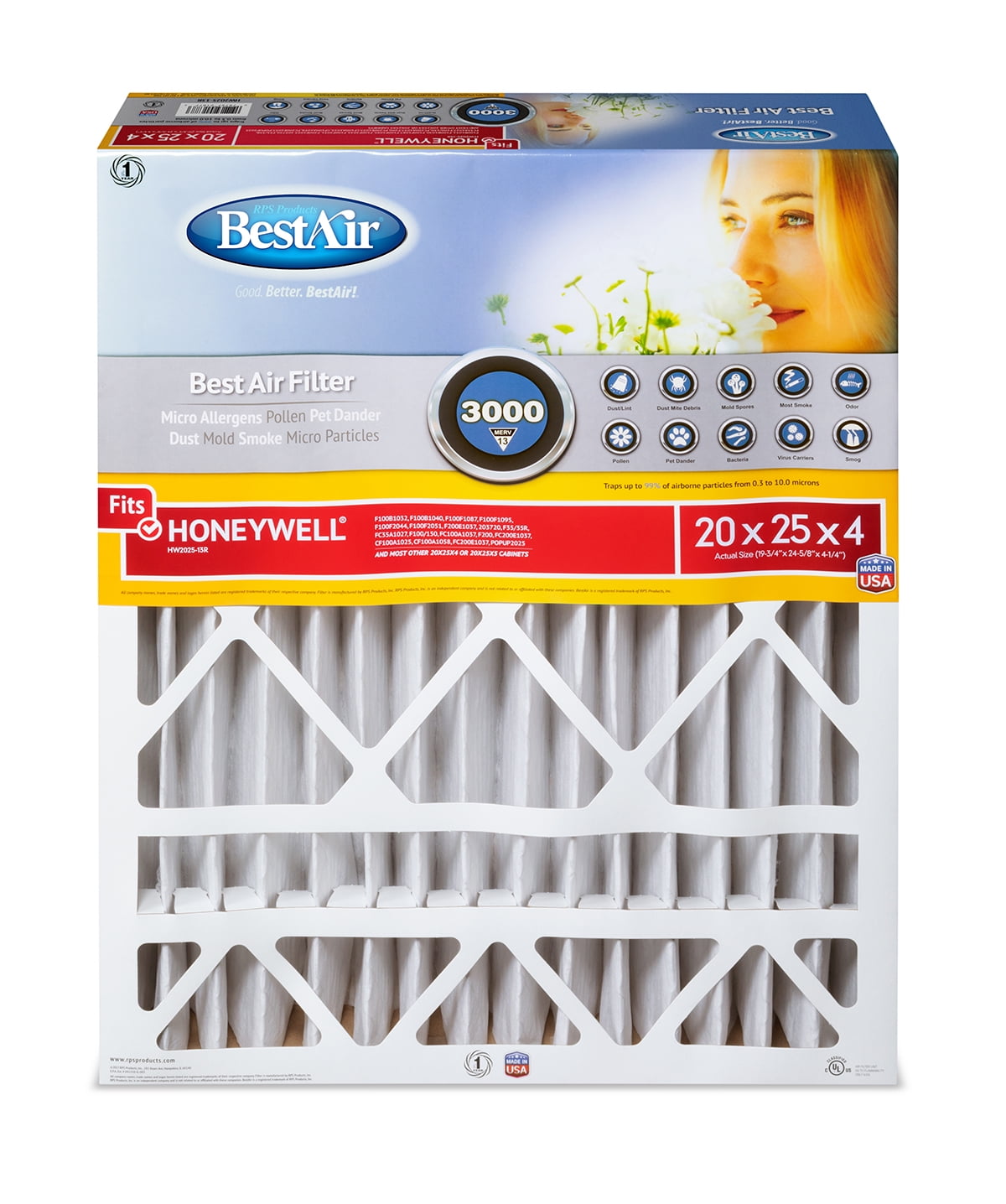 BestAir HW2025-13R Honeywell 20x25x4 Series 3000 MERV 13 Furnace Filter Sansujyuku sansujyuku.com