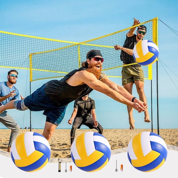 Xihbxyly Balón de Voleibol, Material de Pvc Blando, Diseño Ideal para Principiantes, Llamativo Esquema de Tres Colores, Ideal para Jugar En Interiores y Exteriores, Competiciones Escolares, Entrenami