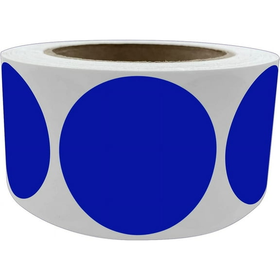 Round Stickers dots 2 inch Diameter - Blue Stickers in a roll - 5cm (50mm) - 600 Pack
