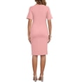 thumbnail image 3 of INSPIRE CHIC Women's Mother's Day Work Maternity Dresses Semi Formal Short Sleeves V-Neck Front Pleated Office Pregnancy Business Dress XL Apricot Pink, 3 of 6