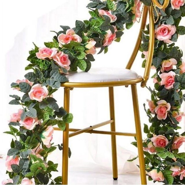 ZHAOCHENG Guirnalda de rosas artificiales de seda, rosas colgantes, plantas de follaje para arreglos florales de boda (2 unidades, rosa)