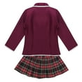 thumbnail image 4 of YONGHS Boys Girls Japanese Korean School Uniform Long Sleeves Shirt Blazer Suit with Mini Skirt Pants Tie Girls Burgundy 8-10, 4 of 7