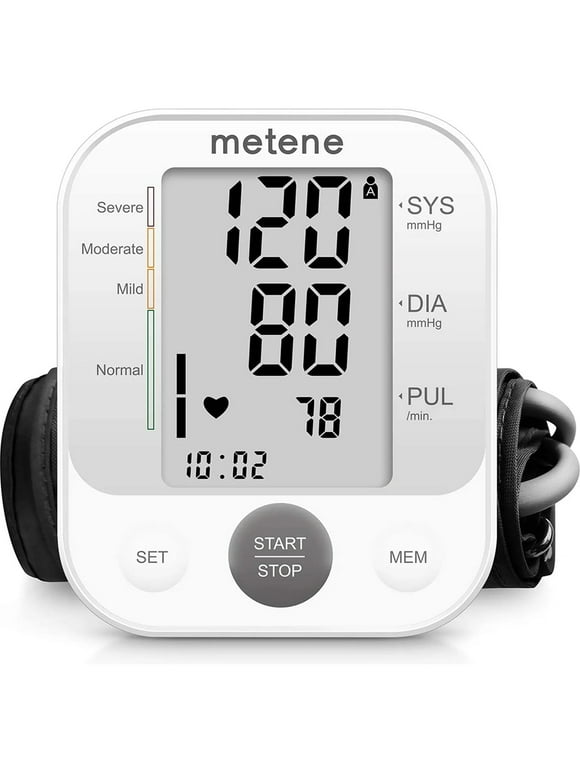 Metene Upper Arm Blood Pressure Monitor with Speaker, 2 Users, 240 Recordings, Large Cuff, Large Display Screen, Automatic Blood Pressure Machine Kit for Home Travel Parents Pregnancy