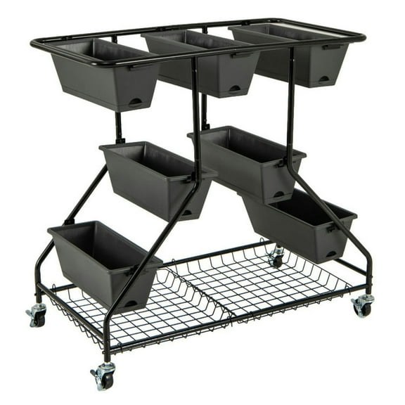 Spaco Vertical Raised Garden Bed with 7 Planter Boxes and Storage Baskets-Black, Vegetables Tomato and Herbs for Patio Balcony Deck to Planting Flowers