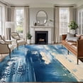 thumbnail image 3 of Abstract Oil Painting Theme Area&nbsp;Rug 5x8ft Blue Beige Graffiti Art Non-Slip&nbsp;Washable Square&nbsp;Rugs Soft Felt Indoor Floor Mat for Bedroom Kitchen Living Room Bathroom, 3 of 9