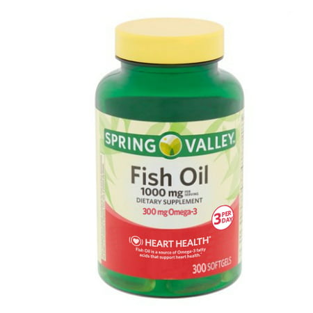 Spring Valley Fish Oil Omega-3 Softgels, 1000 Mg, 300 (Best Omega 3 Tablets In India)