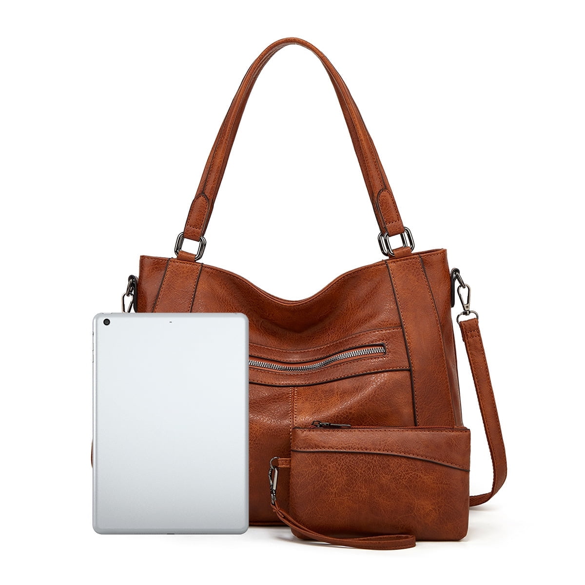 Arcticwind Handheld women's bag,Fashion Crossbody Large Capacity Bag for Women,with Change Purse,Top Handle Bags,Soft PU Leather Multi-Pocket Shoulder Bag Handbag with Adjustable Strap,Brown