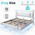 thumbnail image 4 of NEGYLIM Floating Bed Frame King Size with LED Lights, Easy to Assemble, Metal Platform Bed with Storage Headboard, No Box Spring Needed, White, 4 of 13