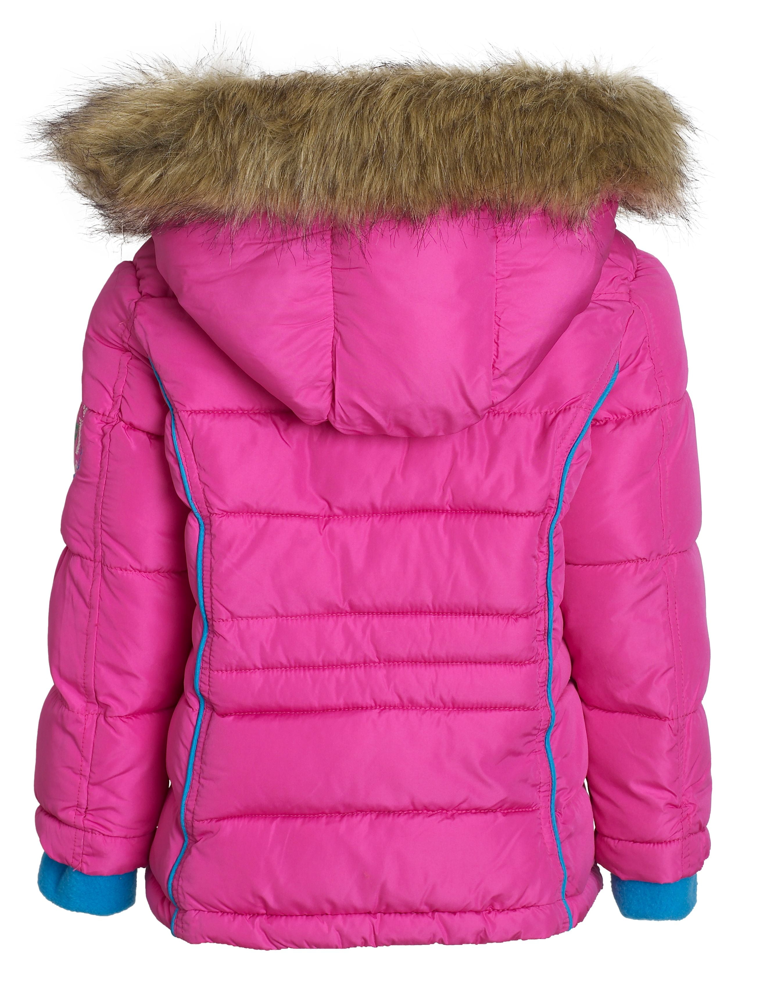 U.S Girls Puffer Bomber Jacket with Full Polar Fleece Lining and Removable Fur Trim Polo Assn