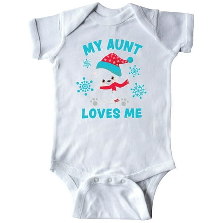 

Inktastic Polar Bear My Aunt Loves Me in Santa Hat with Snowflakes Gift Baby Boy or Baby Girl Bodysuit