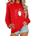 thumbnail image 2 of Women's Santa Claus Print Christmas Sweatshirt Round Neck Hoodless Loose Fit Casual Top for Holiday Festivities, 2 of 6