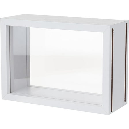 6.3x2.4x4.3 Inch Rectangle Shadow Box White Shadow Box Frame Wood Shadow Box Display Case with Double Sided Clear Acrylic Window DIY