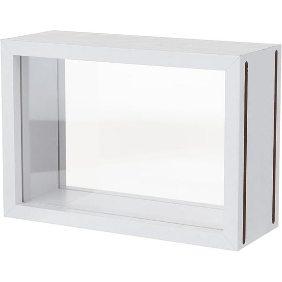 6.3x2.4x4.3 Inch Rectangle Shadow Box White Shadow Box Frame Wood Shadow Box Display Case with Double Sided Clear Acrylic Window DIY