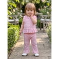 thumbnail image 5 of Cenuakty Little Girls 6M 12M 18M 24M 2T 3T 4T Striped Pants Sets Sleeveless Ruffle Trim Tank Tops Trousers Summer Outfits, 5 of 9