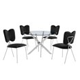 thumbnail image 1 of Round 45" x 45" 5pc Clear Glass Dinette Set with Black Chairs, 1 of 5