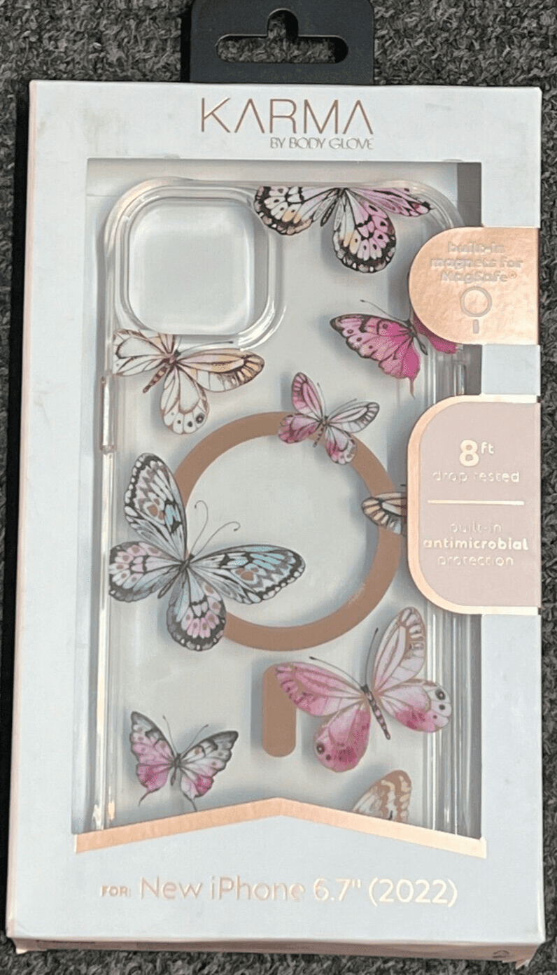 Karma by Body Glove Pink Butterflies with Magsafe Case iPhone 14 Plus