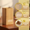 thumbnail image 3 of REGALWOVEN Multifunctional LED Alarm Clock with Pen Storage, 4-Level Brightness, Voice Wake-Up, Fits Bedside Table White 5.5"L x 2.6"W x 2.8"H, 3 of 6